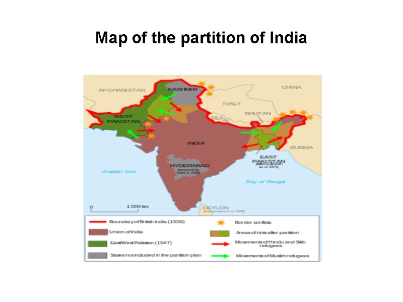 Map of the partition of India